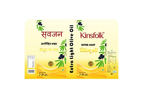 Image of Kinsfolk Cold Pressed Extra Light Olive Oil, Premium Cooking Oil, Perfect for Frying, Dressing, Garnishing and Drizzling on Salads, Good for Health, Digestion and Heart, Daily Use JAR - 5.25 Ltr