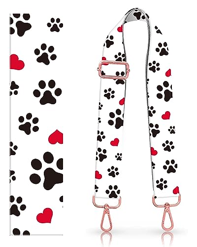 Image of Wide Purse Strap Replacement Crossbody Handbag Shoulder Strap Adjustable Bag Straps Replacement (Cute Dogs Footprints)