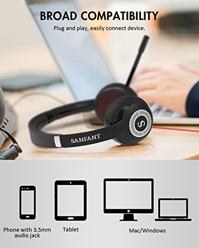 Usb Headset With Microphone Noise Cancelling, On-Ear Lightweight Comfort Computer Headset With Inline Control, 3.5Mm Office Wired Headphones With Mic Pc Headset For Laptop/Cell Phone/Call Center #TOP6