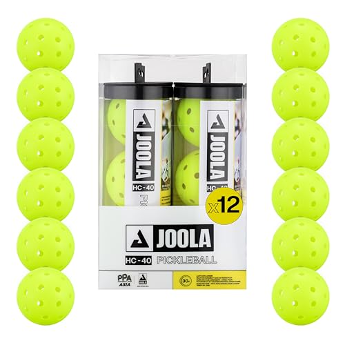 JOOLA HC-40 Hardcourt Pickleball Balls with Storage Tube - USAP Approved Balls for Tournament Play - 3 Pack or 12 Pack Option - Durable Pickleballs for Indoor Play & Outdoor Courts