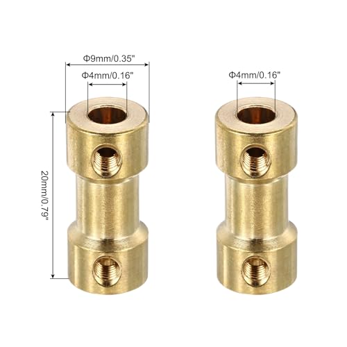 QUARKZMAN 5 Stück 4mm bis 4mm Messingwellenkupplung Gelenkverbinder mit Schrauben und Sechskantschlüssel Flexibler Motorwellenkupplung für Autoreifenwellenmotor