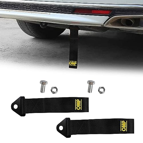 Corde de Remorquage Voiture,Sangle de Remorquage Racing,Auto Cordes de remorquage,Corde de remorquage de Course,Cordes De Remorquage en Nylon,pour Véhicule Avant Arrière Pare-Chocs,Noir,2 pièces