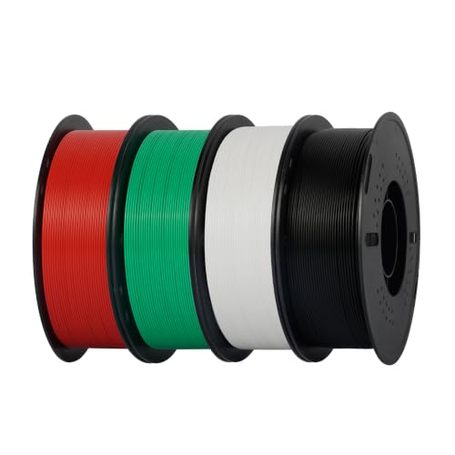 Image of Kingroon PLA 3D Printer Filament, Dimensional Accuracy + /- 0.02 mm, 1 kg Spool(2.2lbs), 1.75 mm, 4KG Black+White+Green+Red