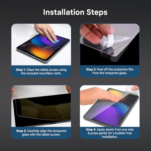 Image of HUMBLE Premium Tempered Glass for Mi Pad 8 / Pad 8 Pro / 7 / Pad 7 Pro 11.2 Inch 2024 | Clear HD Finish | 9H Durable Protection | Precision Edge Fit | Smudge Resistant | Scratch Defense | Quick Bubble Free Setup
