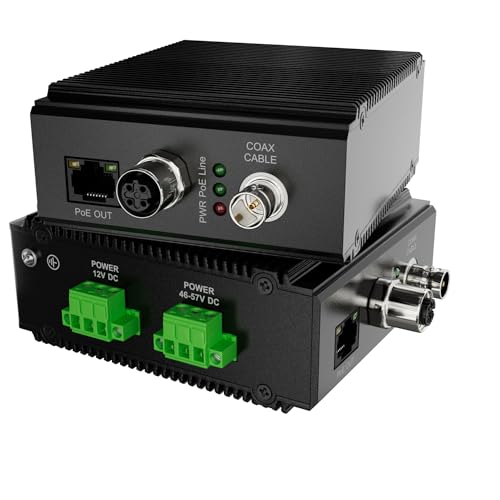 Image of M12 + RJ-45 PoE Ethernet Booster LAN Extender | PoE-Powered Master or 48V DC Option | Coax / 2-Wire Uplink up to 500m PoE or 800m Data | DIN-Rail Mount | Star /Daisy-Chain /Point-to-Point