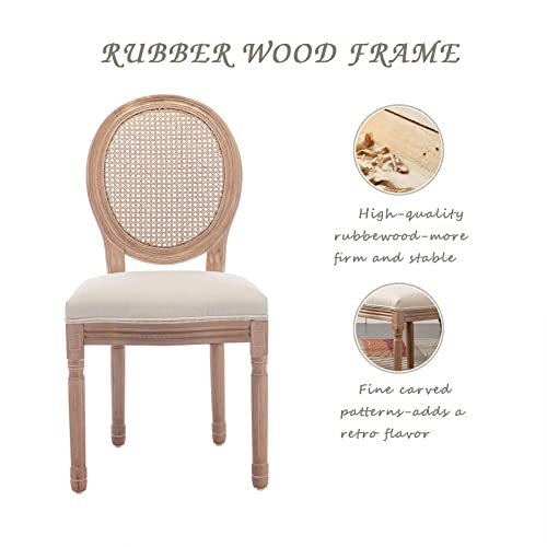 Phoenix Home Set Of 4 French Country Dining Chairs, Beige(Rattan) #TOP3