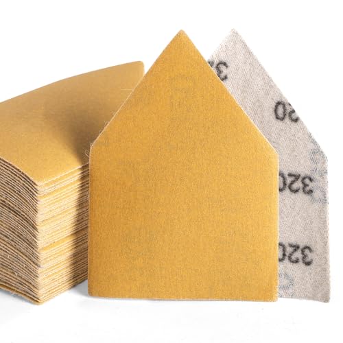 POLIWELL Orbital Triangle Sanding Sheets 50PCS 90x65mm Hook &amp; Loop