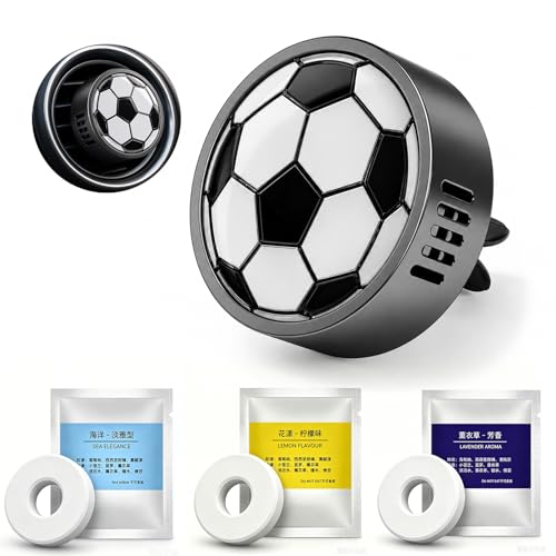 Image of Soccer Car Vent Clip Air Freshener, Football Magnetic Metal Holder with Refill Pads