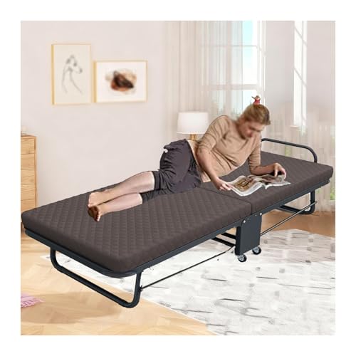 HUFIREHU Cama Abatible Plegable Camping Mueble Cama Plegable Camas Abatibles Horizontal Ideal para Oficinas, Siestas, Playas, Acampadas Y Balcones(Brown,185 * 90cm)