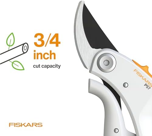 Fiskars Bypass Pruner with PowerLever, Lightweight Garden Shears, White - Thumbnail 3