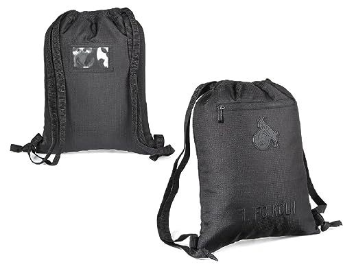 1. FC Köln Turnbeutel - All Black - Sportbeutel Gym Bag Rucksack Sports Bag - Plus Lesezeichen I Love Köln