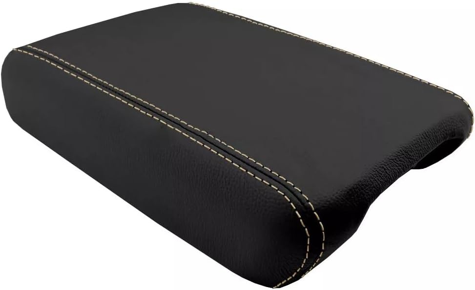 PVC Leather Console Cover Compatible with GMC Acadia Enclave 2007-2016 (Black, Red Stitch)