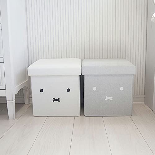 ミッフィー 収納できるスツール 【ホワイト】 約幅28.5×奥行28.5×高さ28.5cm（フタ含む）