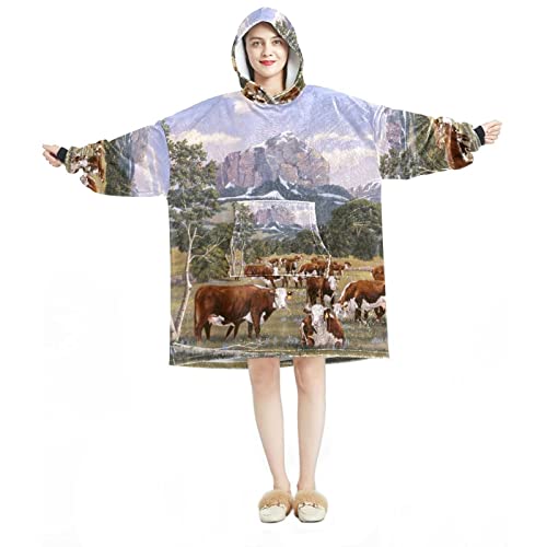 Sweat à capuche flanelle sherpa Herefords In Mountain pour vos soirées d'hiver
