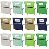 Locmeo 12 Pcs Chair Pockets for Classrooms 20 x 17 Inch Chair Pockets Organizer with Name Tag for Keeping Student Book School Table Organized(Green)
