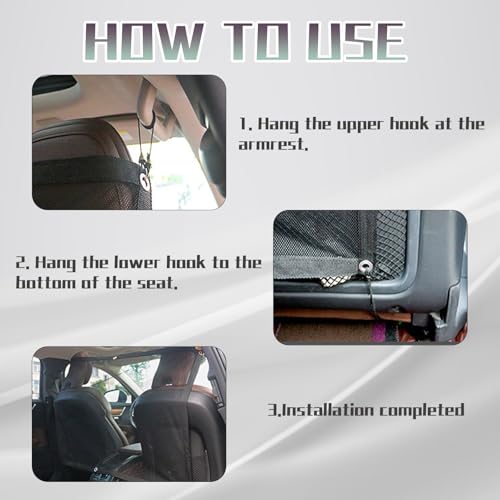 JazRvr Hundegitter Auto, 5-teiliges Set mit Trennnetz für Kofferraum und Rücksitz, Sicherheitsnetz für Haustiere, 75 x 115 cm, inklusive 4 Eisenhaken, ideal für Hunde und andere Haustiere