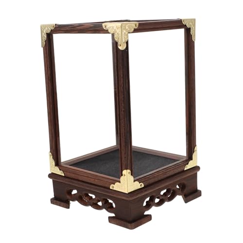 Hemobllo Boîte De Présentation Transparente pour Objets De Collection Facile à Assembler avec Couvercle Verre Et Base Bois pour Exposition De Miniatures