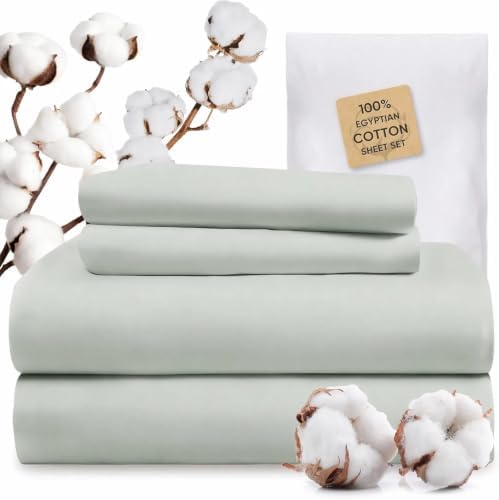 TWK 1200 Thread Count 100% Egyptian Cotton Sheets Bed Set,Thickness,Long-Lasting Durability,Resists Pilling,Deep Pocket Up to 18",with a Laundry Bag (Mineral, King)