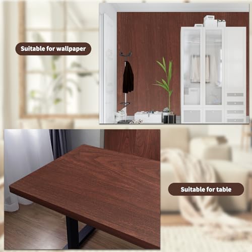 Image of GSCIT Club Cherry Wallpaper, 15.7 inch X 15ft Self Adhesive Wood Grain Repair Tape Patch for Tables, Chairs, Baseboards, Doors, Windows, Floors, Handicraft DIY.