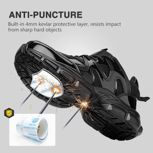 Image of Hogent Steel Toe Shoes for Men Women, Wide & Non-Slip Work Shoes