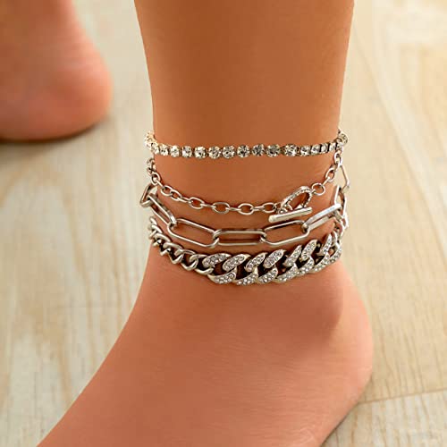 Image of yfstyle Butterfly Ankle Bracelet for Women Rhinestone Anklets Bulk Adjustable Layered Beach Ankle Bracelet Braided Chain Anklet Charm Ankle Bracelet Jewerly Gift