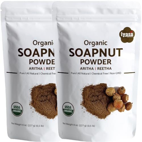 Organic Soapnut Powder (Reetha Powder) 16oz - Natural Organic Laundry Detergent - Multi-Use Hair, Skin & Household Cleanser - Plant-Based Cleanser, Shampoo & Conditioner by Iyasa Holistics