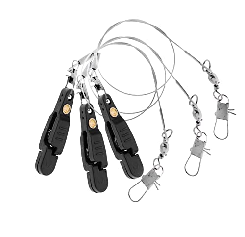 Keproving 3pcs Padded Release Clips Fishing Quick Release Clips with Steel Fishing Line Downrigger Release Clips (Black)