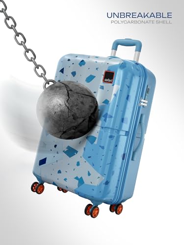 Image of Safari Tazzo 8 Wheels 77cm Large Size Trolley Bag, Hard Case Polycarbonate, 360º Wheeling Small Check in Luggage, Suitcase for Travel, Trolley Bags for Travel, Printed