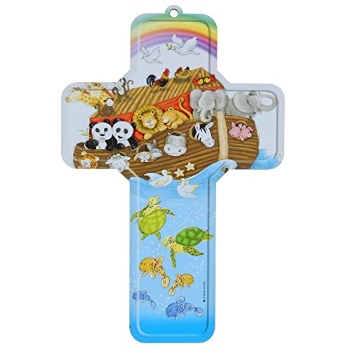 Palacio del Rosario Cruz infantil Arca de Noé 18 cm - Cruz religiosa - Culto cristiano de madera