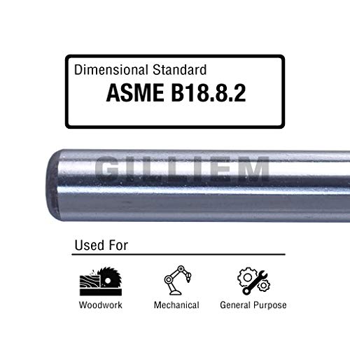 7/16\" x 4\" GILLIEM Dowel Pins for Precision Alignment, Heat Treated Alloy Steel for Extra Hardness, 130,000-PSI Shear Strength, Perfect for Bunk Beds, Shelving and More, Pack of 4
