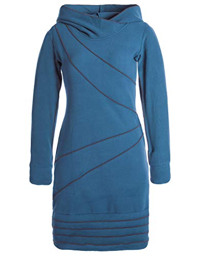 Preisvergleich Produktbild Vishes - Alternative Bekleidung - Langärmliges Patchwork Hoodie Eco Fleecekleid mit Daumenlöchern türkis 40