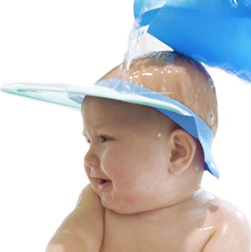 Image of Walnut Tree Infant Love Baby Essential Shower Cap Hat | Baby Bath Head Cap Visor for Washing Hair - USA Pediatricians Recommended Shower Protection [11 MONTHS OLD+ RECOMMENDED] (Sky Blue)