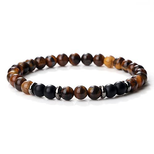 Bracelet en oeil de tigre de qualité supérieure et onyx 6mm