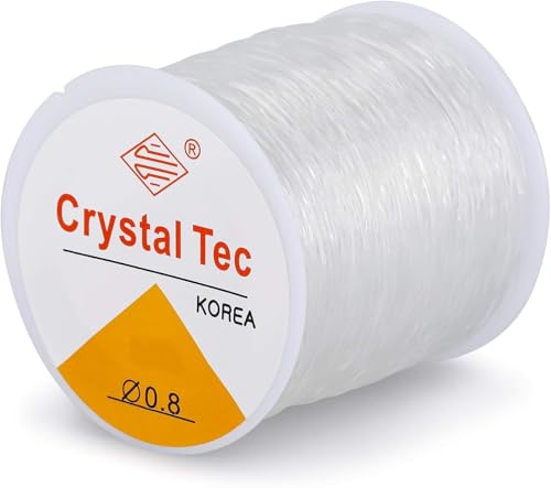 Image of 0.8 mm 40 Meter Clear Stretchy Elastic Cord for Jewelry Making - Strong & Durable Transparent Beading Thread for Bracelets, Necklaces, and DIY Crafts (40m Spool)
