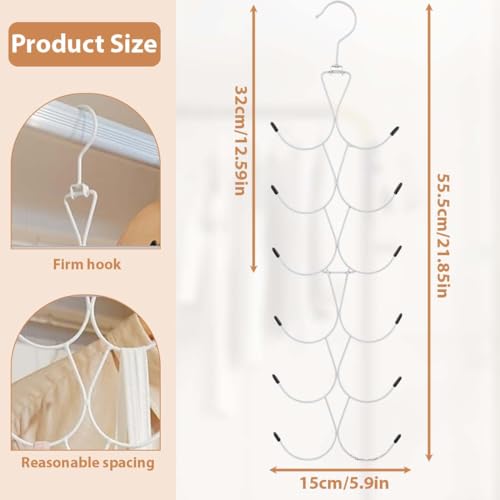 HAMKU 1 Packung Schalhalter,Gürtel Organizer Mit 12 Haken,Faltbarer Krawattenhalter Für Kleiderschrank,Platzsparender Schrank-Organizer Für Schals,Tücher,Gürtel,Krawatten (Weiß)