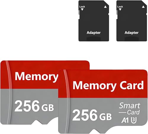 2Pack Tarjeta De Memoria 256GB con Adaptador SD,Tarjeta De Memoria De Alta Velocidad, Tarjeta TF para Tablet, Móvil, Dron, Cámara de salpicadero, Cámara (2 * 256gb)
