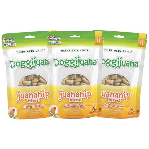 Image of Doggijuana Calming Dog Treats, Chicken 3-Pack | Multi-Benefit, Low Cal | Calming dog treats with catnip, chamomile & L-Tryptophan; natural anxiety & stress relief; low-calorie training reward