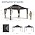 LUE BONA 12'x14' Gazebo Hardtop Gazebos, Double Galvanized Steel Roof and Aluminum Frame Permanent Pavilion with Dual Curtains, Outdoor Metal Roof Gazebo for Patio, Garden, Backyard, Black