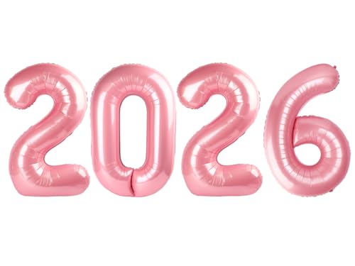2026 Number Balloons 40 Inch Balloon New Years Eve Decorations Pearl Pink Balloons for New Years Eve Party Supplies 2026 Graduation Decoration 2 6 20 26 Birthday Parties