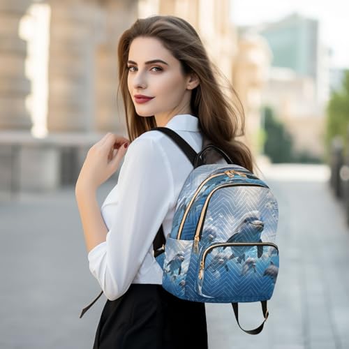 Image of ALAZA Ocean Fish Dolphin Sky Women Backpack Purse Ladies Fashion Shoulder Bag Daypack Travel Bag 10L