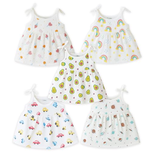 Image of Kidbea Baby Girl Dresses | Muslin Frock for Girls Summer Wear | Soft Breathable Cute Printed Frock with Tie-Up Closure