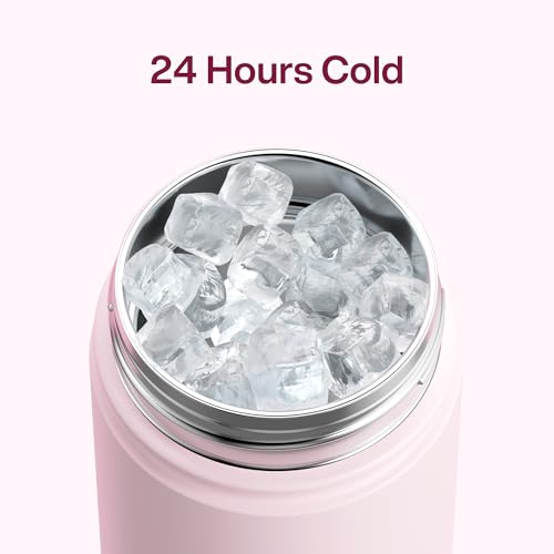 Image of ENCOOL Insulated Water Bottle with Straw Stainless Steel Water Bottle, Leak-Proof, BPA-Free, Double Wall Vacuum Keeps Cold for 24 Hours for Sports, Travel, School (18 oz, Cotton Candy)