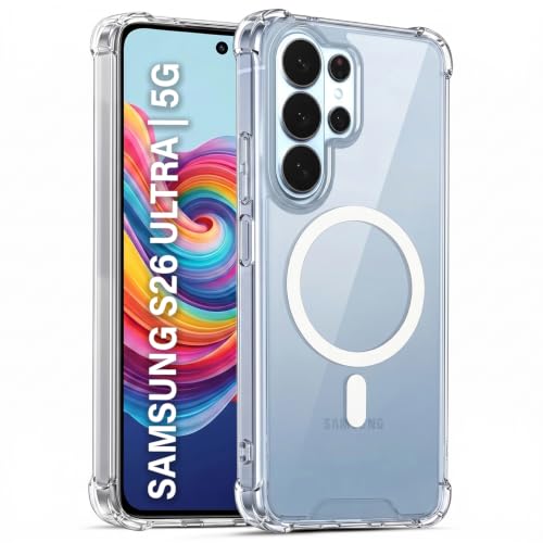 Image of TRUEUPGRADE Back Cover for Samsung Galaxy S26 Ultra 5G Non Mag-Safe Transparent PC + TPU Bumper Case with Magnetic Print Shockproof Protection (Transparent Mag-Safe)