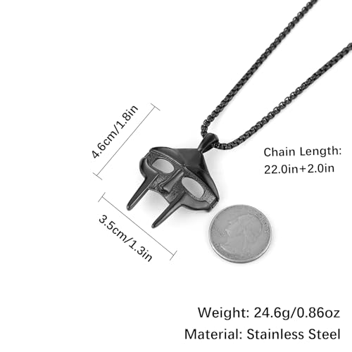 Collier MF DOOM acier inoxydable anti-ternissement pendentif masque rap
