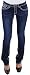 Produktbild Damen Jeans Hose Hüftjeans Gerades Bein Gerader Schnitt Bootcut Dicke Naht Blau 90-4A S/36