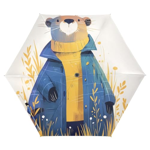 EtherSpher Cute Cartoon Pop Ar Otter Mustard Yellow Umbrellas For Weddings 39 Inch Auto Open auto open close umbrellas for rain adult for travel and golf Outdoor Defence Accessories sombrilla blanca