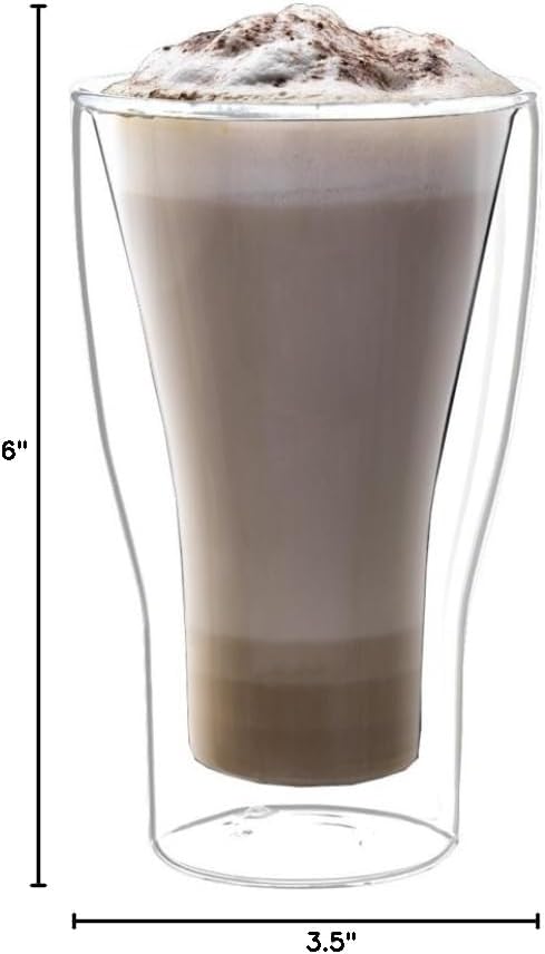 Luigi Bormioli Thermic 11.5 oz Macchiato Double-Wall Latte Glasses, Set of 2, Clear