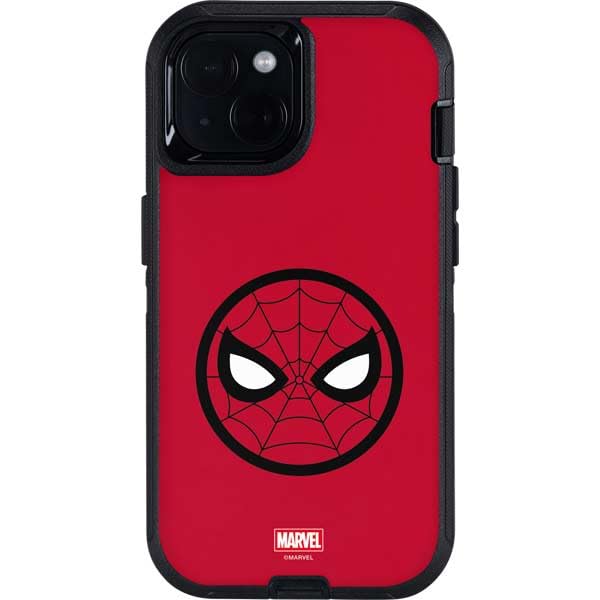 Skinit Decal Phone Skin Compatible with OtterBox Defender iPhone 15 - Officially Licensed Marvel Spiderman Spiderman Emblem Design