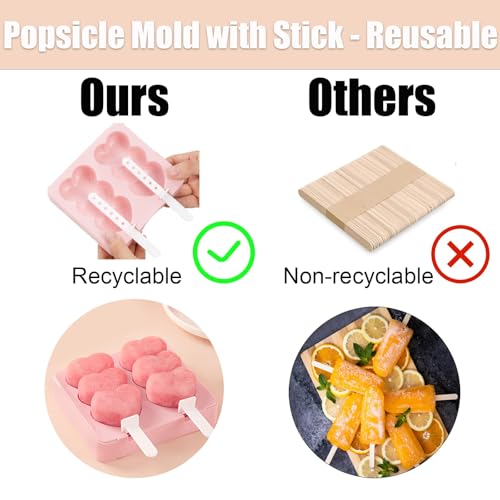 Cuisitool Silicone Popsicle Molds, 2-Pack Popsicle Molds With Sticks - Reusable Ice Pop Molds Bpa Free thumb #4