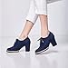 Imagen de UMore Otoño Mujer Tacones Altos Vintage Gamuza con Cordones Zapatos de Negocios Elegantes Bombas de Punta Redonda Color sólido Oficina Carrera Zapatos Oxford